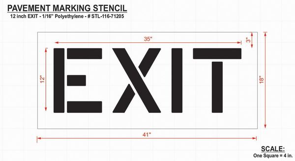 Pavement Stencil, Exit, 12 in