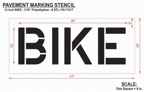 Pavement Stencil, Bike, 12 in