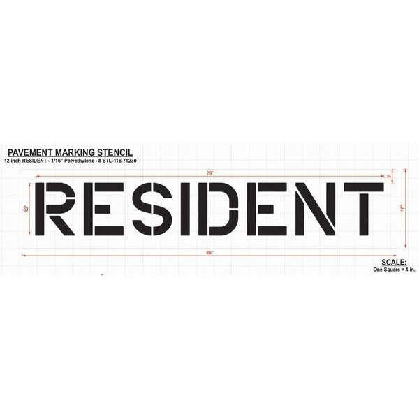 Pavement Stencil, Resident, 12 in