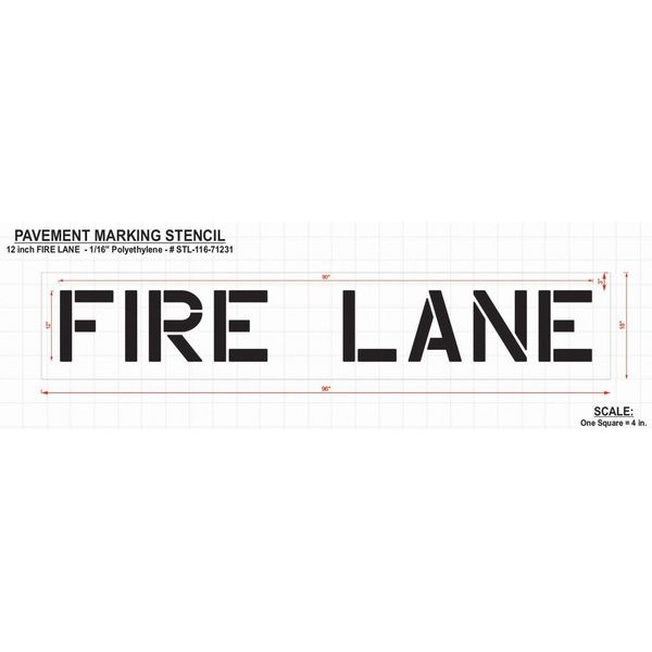 Pavement Stencil, Fire Lane, 12 in