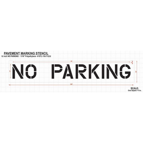 Pavement Stencil, No Parking, 12 in