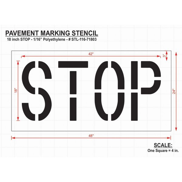 Pavement Stencil, Stop, 18 in