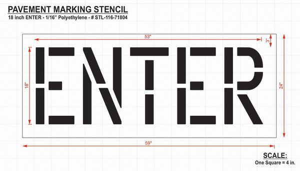 Pavement Stencil, Enter, 18 in