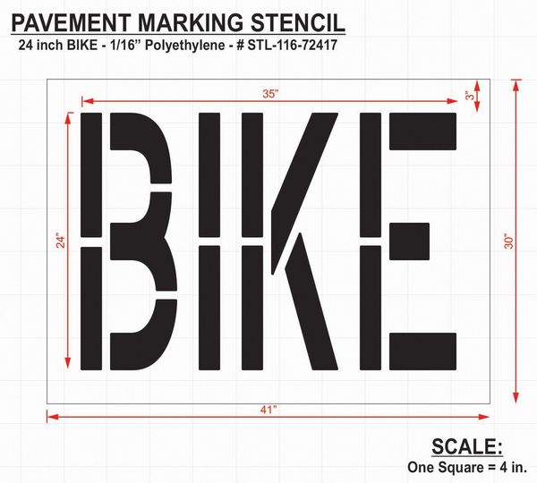 Pavement Stencil, Bike, 24 in
