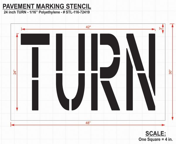 Pavement Stencil, Turn, 24 in