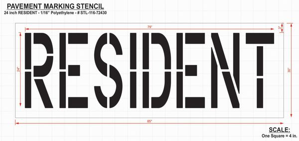 Pavement Stencil, Resident, 24 in