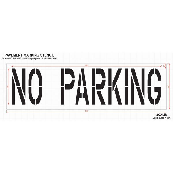Pavement Stencil, No Parking, 24 in