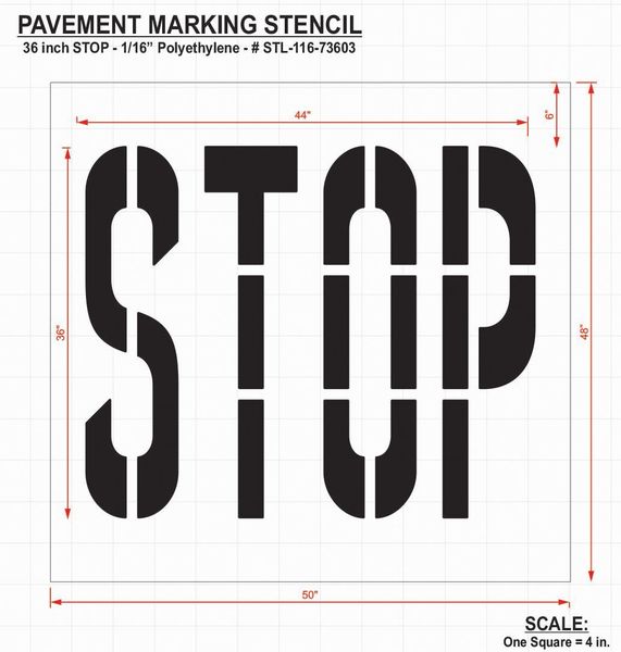 Pavement Stencil, Stop, 36 in