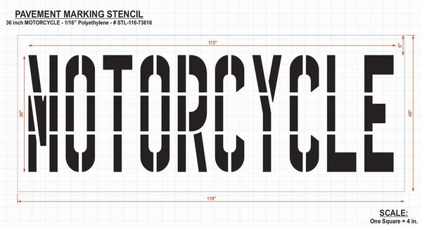 Pavement Stencil, Motorcycle, 36 in