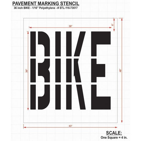 Pavement Stencil, Bike, 36 in