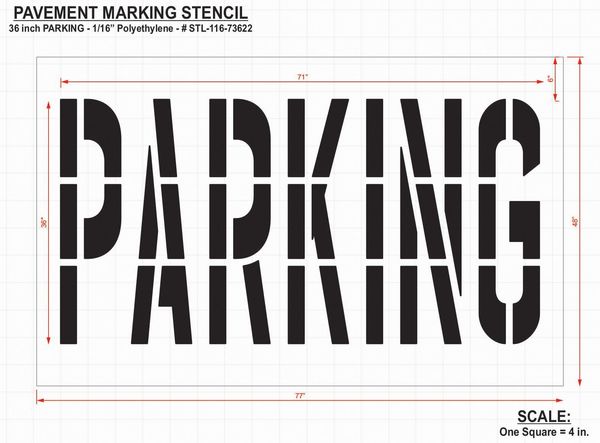 Pavement Stencil, Parking, 36 in