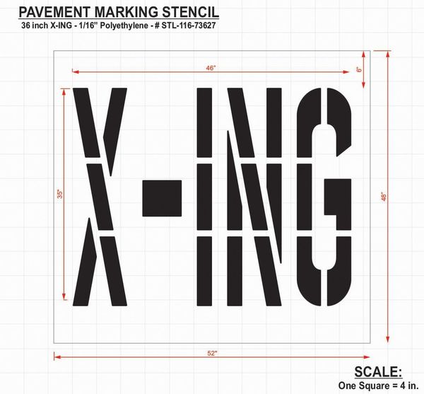 Pavement Stencil, X-ing, 36 in