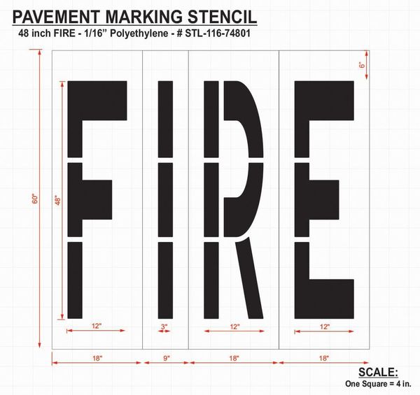 Pavement Stencil, Fire, 48 in