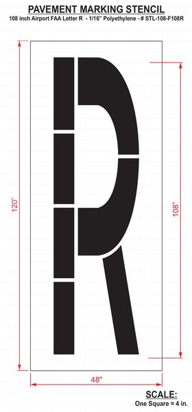 Airport Pavement Stencil, R, 108 in