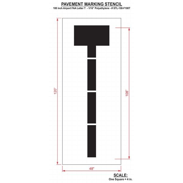 Airport Pavement Stencil, T, 108 in