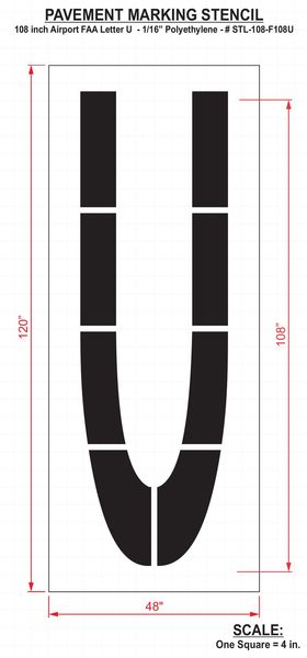 Airport Pavement Stencil, U, 108 in