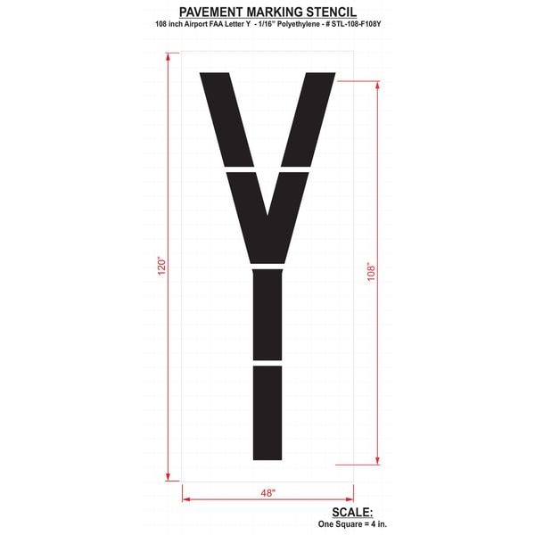 Airport Pavement Stencil, Y, 108 in