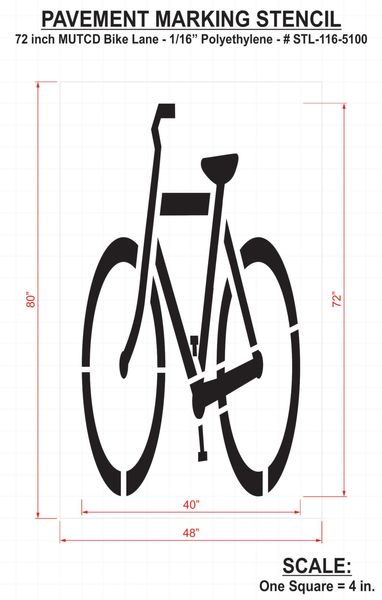 Pavement Stencil, Bike Lane - Mutcd, 72 in