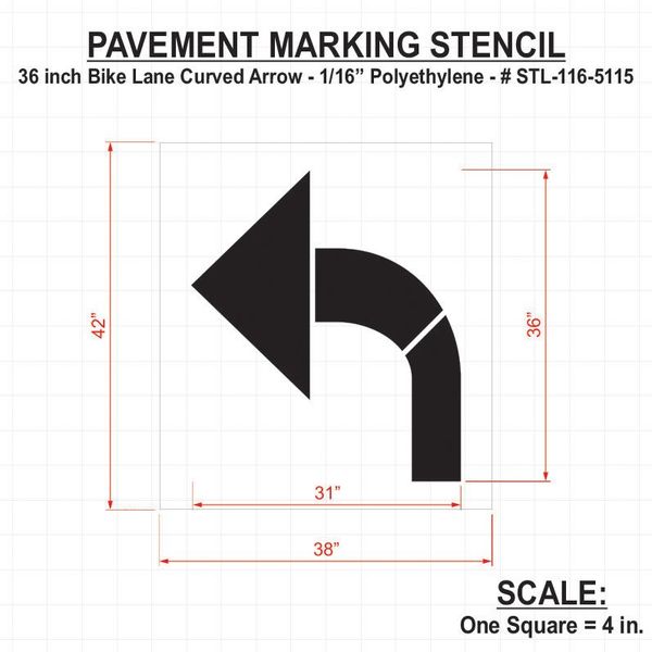 Pavement Stencil, Bike Lane Curved Arrow, STL-116-5115