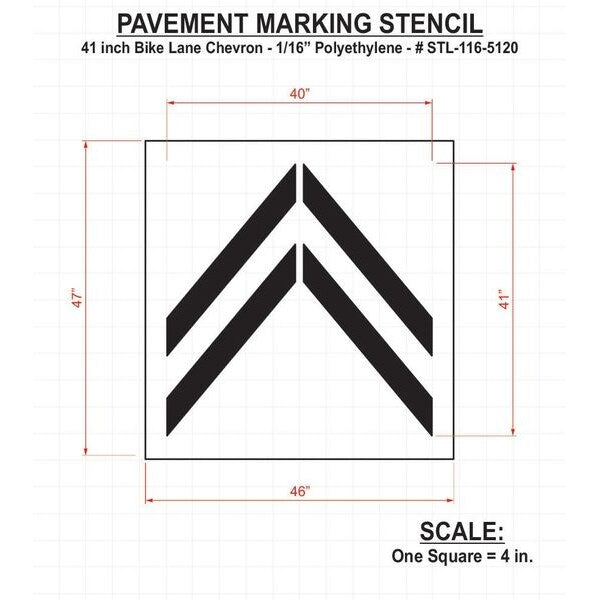 Pavement Stencil, Bike Lane Chevron, 41 in