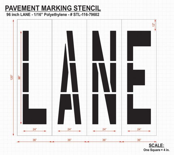 Pavement Stencil, Lane, 96 in