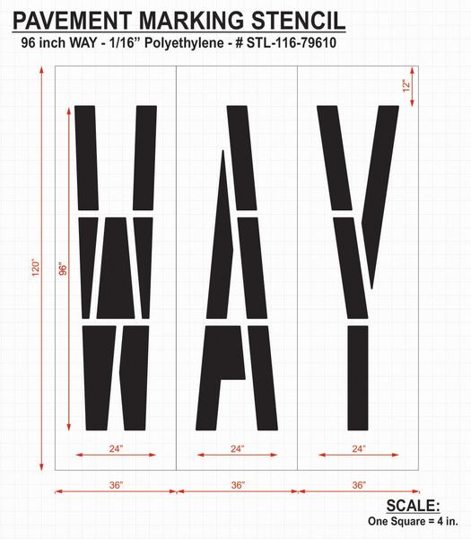 Pavement Stencil, Way, 96 in