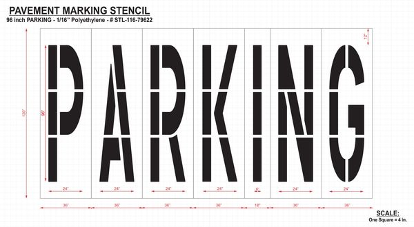 Pavement Stencil, Parking, 96 in