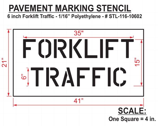 Stencil, Fork Lift Traffic Area, 15 in