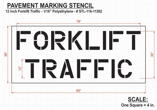 Stencil, Fork Lift Traffic Area, 30 in