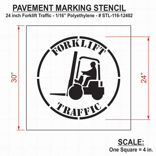 Stencil, Fork Lift Traffic Area, 24 in