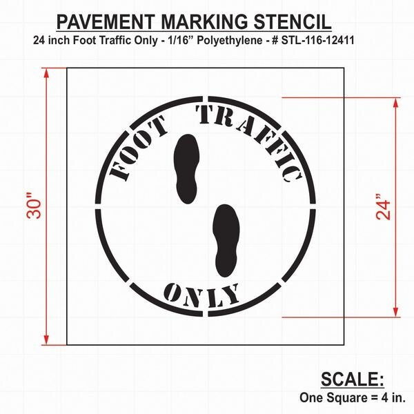 Stencil, Foot Traffic Only, 24 in