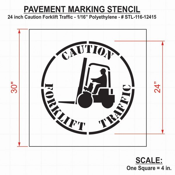 Stencil, Caution Forklift Traffic, 24 in