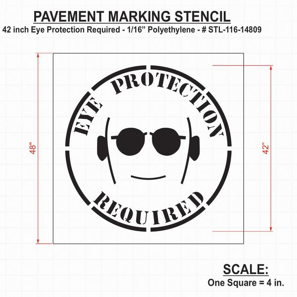 Stencil, Eye Protection Required, 42 in