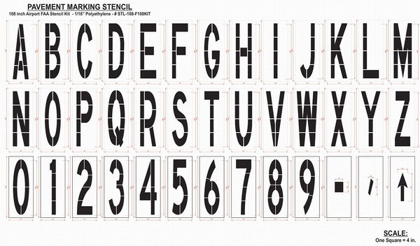 Airport Pavement Stencil Kit, 108 in