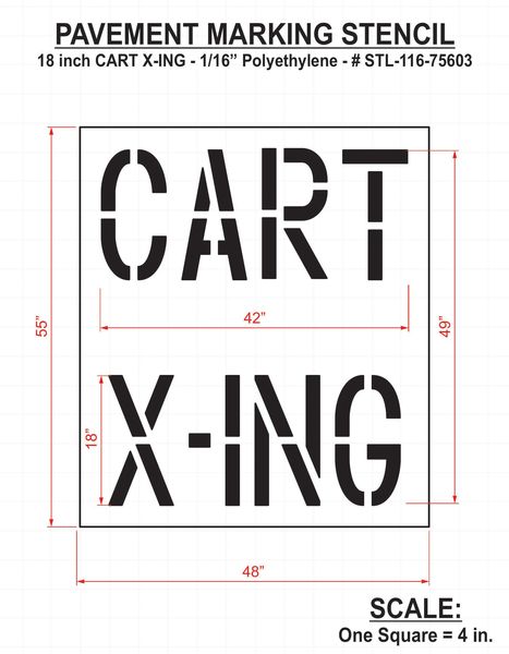 Golf Course Stencil, Cart X-ing, 49 in