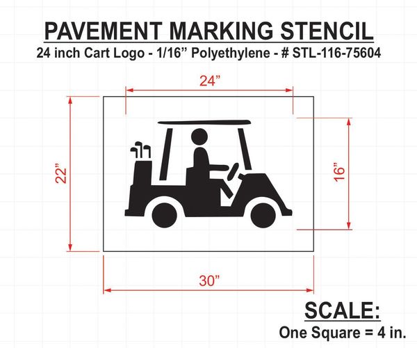 Golf Course Stencil, Cart Logo, 16 in