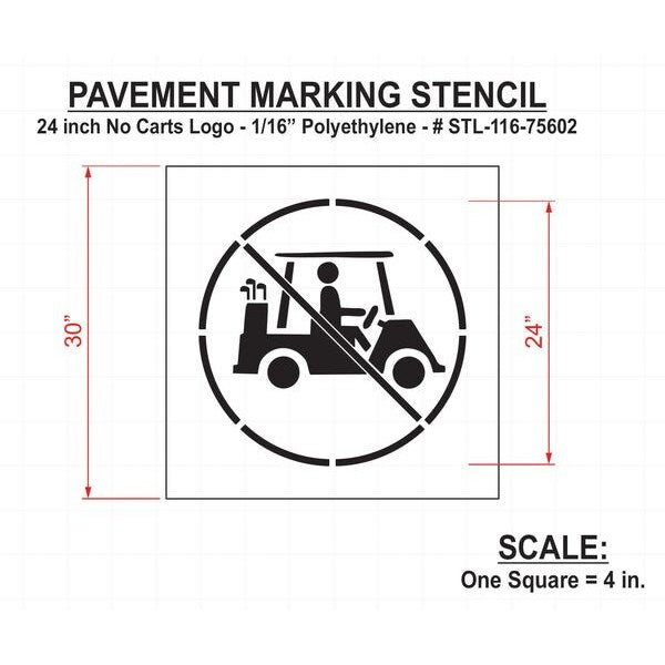 Golf Course Stencil, No Carts Logo, 24 in