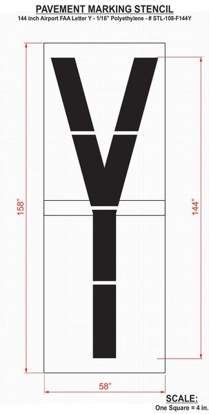 Airport Pavement Stencil, Y, 144 in