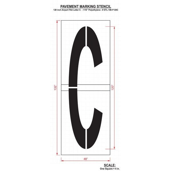 Airport Pavement Stencil, C, 120 in