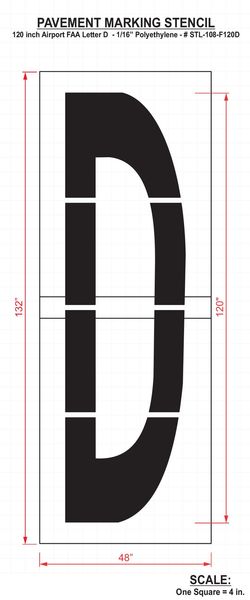 Airport Pavement Stencil, D, 120 in