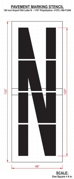Airport Pavement Stencil, N, 120 in