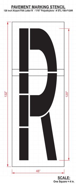 Airport Pavement Stencil, R, 120 in