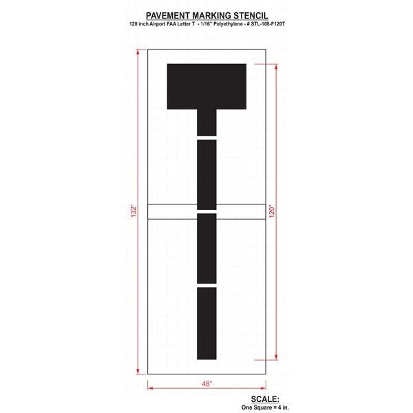 Airport Pavement Stencil, T, 120 in
