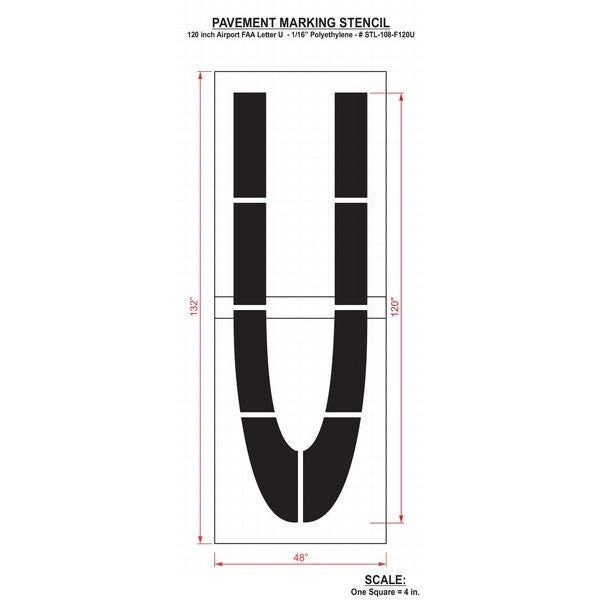 Airport Pavement Stencil, U, 120 in