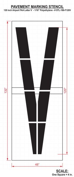 Airport Pavement Stencil, V, 120 in