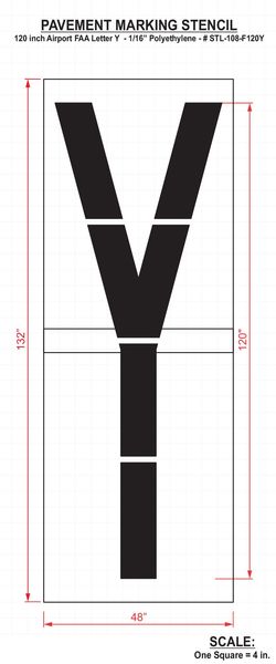 Airport Pavement Stencil, Y, 120 in