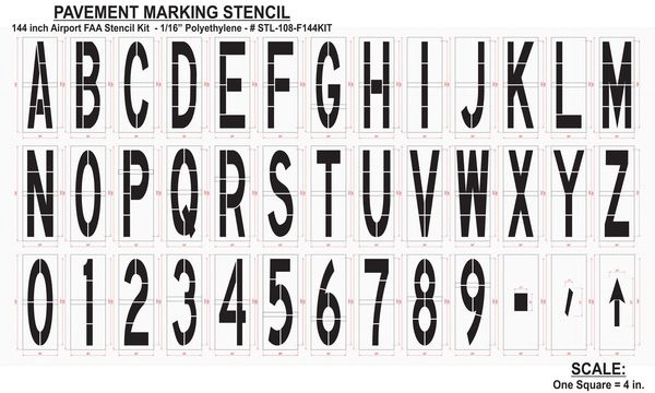 Airport Pavement Stencil Kit, 144 in