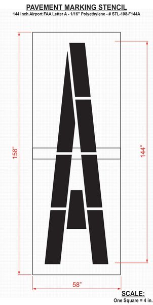 Airport Pavement Stencil, A, 144 in