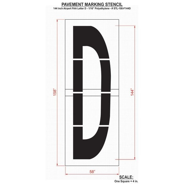 Airport Pavement Stencil, D, 144 in