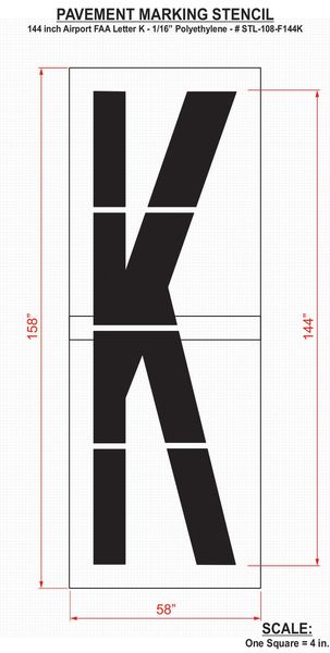 Airport Pavement Stencil, K, 144 in